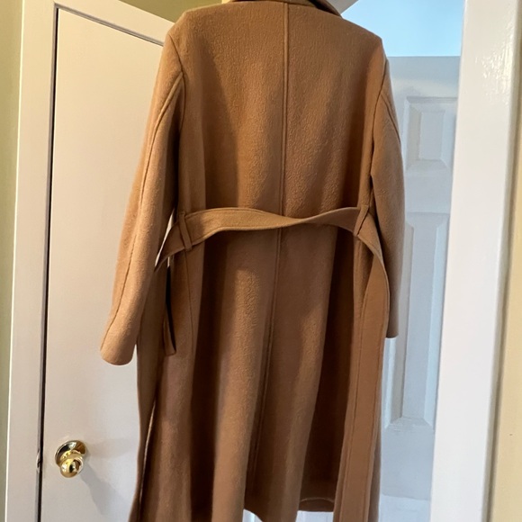 Club Monaco Camel Wool Belted Trench Coat - Picture 6 of 6